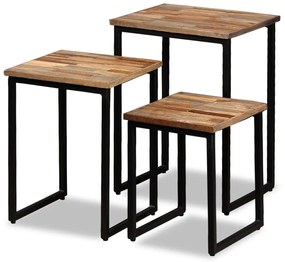 Conjunto mesas centro encastrar 3 pcs teca reciclada maciça