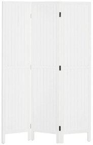 HOMCOM Biombo 3 Painéis Separador de Ambientes Dobrável 120x1,8x170 cm Painel de Privacidade Estilo Rústico Branco