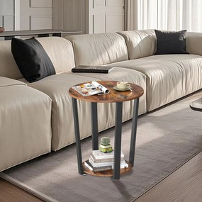 Mesa lateral para sala de estar 50 x 57 cm (Ø x A), mesa pequena redonda castanho-preto