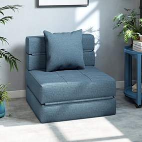 Poltrona-sofá-cama convertível de 1 lugar com 1 almofada com capa removível, tecido azul escuroR