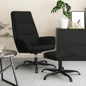 vidaXL Cadeira de descanso com banco p/ pés veludo preto