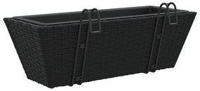 Canteiros com ganchos 2 pcs vime PE preto