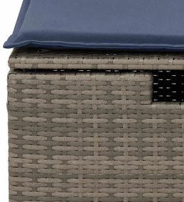 5 pcs conjunto sofás de jardim c/ almofadões vime PE cinzento