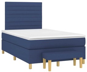 Cama boxspring com colchão 120x190 cm tecido azul