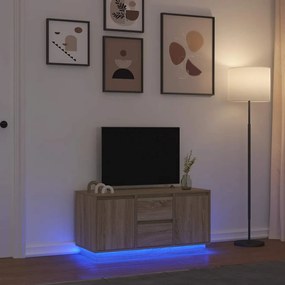 vidaXL Móvel de TV com luzes LED 100x41x50 cm carvalho sonoma