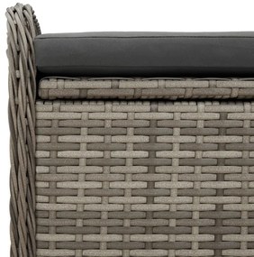 Banco de arrumação com almofadão 80x51x52 cm vime PE cinzento