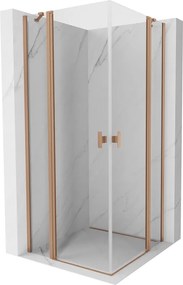 Mexen Mist Duo cabine de duche com porta de abrir 80 x 80 cm, transparente, cobre escovado - 8A4-080-080-65-00