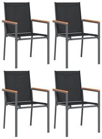 5 pcs conjunto de jantar para jardim textilene e aço preto