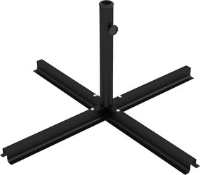 Base para guarda-sol com suporte cruzado em metal para mastros com Ø 38 e 48 mm, dim. 100 x 100 x 75 cm, preta