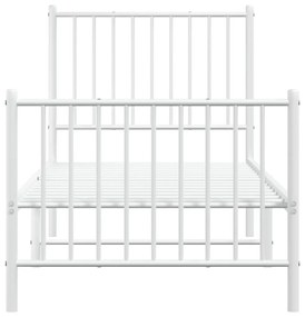 Estrutura de cama com cabeceira e pés 75x190 cm metal branco