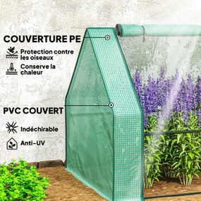 Mini-estufa de jardim 360 x 90 x 90 cm, mini-estufa em túnel com 4 janelas com fecho de correr, aço, PE 140 g/m², proteção anti-UV, verde