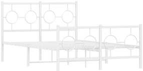 Estrutura de cama com cabeceira e pés 120x200 cm metal branco