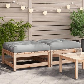 vidaXL Apoio de pés p/ jardim c/ almofadões 2 pcs pinho maciço