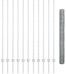 Postes de Cerca vidaXL 22 pcs Canal U 140 cm em Aço Galvanizado