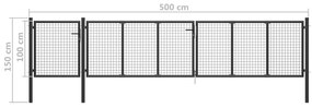 Portão de jardim 500x100 cm aço antracite