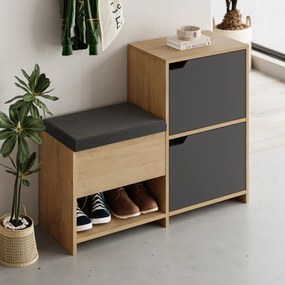 Sapateira Prag – Nogueira e Creme – 60x111x35 cm