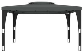 Gazebo com telhado duplo 3,98x2,98 m aço antracite