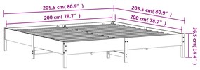 Cama sem colchão 200x200 cm madeira de pinho maciça branco