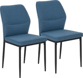 HOMCOM Cadeiras de Jantar Conjunto de 2 Modernas com Assento Acolchoado e Estofado Encosto Curvo 45x57x86 cm Azul Escuro | Aosom Portuga
