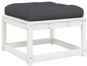 3 pcs conj. sofás de jardim c/ almofadões pinho maciço branco