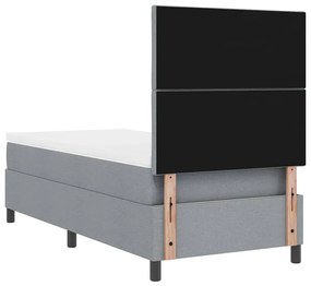 Cama Box com Colchão e Luz LED , Cinza Claro, 90 x 190 cm, Tecido