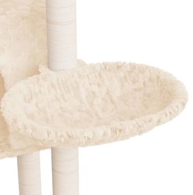 Árvore p/ gatos c/ postes arranhadores sisal 108,5 cm cor creme