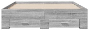 Estrutura de cama c/ gavetas derivados madeira cinza sonoma