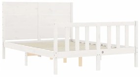 Estrutura de cama com cabeceira 140x200cm madeira maciça branco