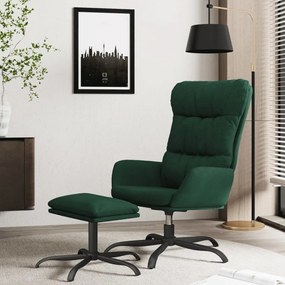 vidaXL Cadeira de descanso com banco tecido verde-escuro