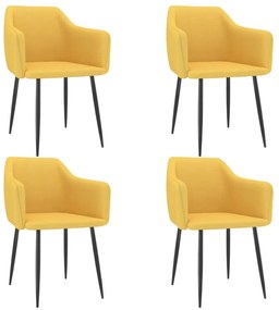 vidaXL Cadeiras de jantar 4 pcs tecido amarelo