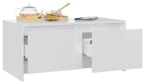 Mesa de Centro com 2 Gavetas - Branco Brilhante - Design Nórdico