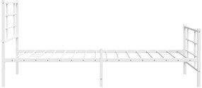 Estrutura de cama com cabeceira e pés 107x203 cm metal branco