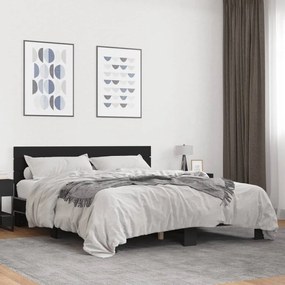 vidaXL Estrutura de cama 160x200 cm derivados de madeira/metal preto