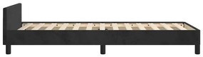 Estrutura cama c/ cabeceira sem colchão veludo 80x200 cm preto
