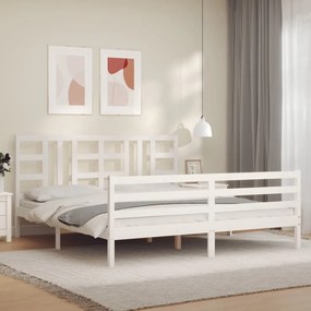 Estrutura cama Super King Size c/ cabeceira madeira branco