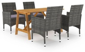 vidaXL 5 pcs conjunto de jantar para jardim cinzento