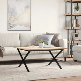 Mesa de centro estrutura em X 80x80x45 cm pinho e aço