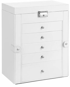 Caixa organizadora de joias com múltiplos compartimentos | SONGMICS | 26 x 15 x 32 cm | branco | JBC152W01.