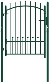 vidaXL Portão para cerca com espetos 100x125 cm aço verde
