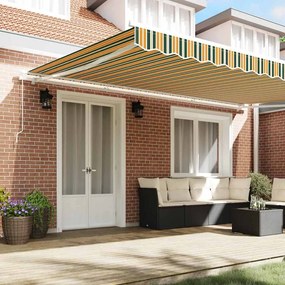 Toldo Retrátil Manual Verde e Amarelo 500x300 cm