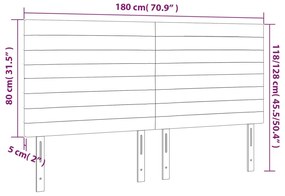 Cabeceira de cama c/ LED tecido 180x5x118/128 cm cinza-escuro