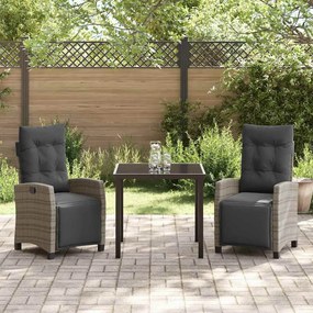 Conjunto de Jantar de Jardim com 3 Peças em Rattan Cinza