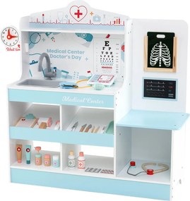 Hospital de brincar infantil com 24 acessórios Relógio Torneira Lavatório Monitor ECG para crianças a partir dos 3 anos 97 x 30,5 x 88 cm Azul