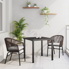 vidaXL Conjunto de Jantar para Jardim em Rattan Poliéster Marrom com 3 Peças