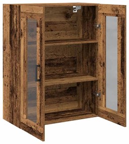 Armário Montado na Parede com Portas de Vidro - Madeira Velha - 69.5x3
