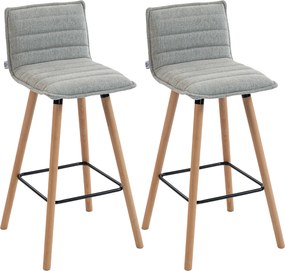 HOMCOM Conjunto de 2 Bancos de Bar Cadeiras Altas de Bar Assento Estofado Encosto e Escabelo 48x48x99,5 cm Cinza | Aosom Portugal