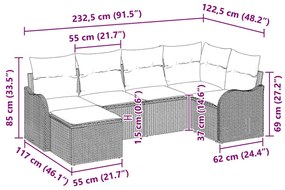 Conjunto de Sofás de Jardim 6 Peças com Almofadas Pretas em Rattan Sin
