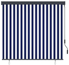 Estore de rolo para exterior 160x250 cm azul e branco