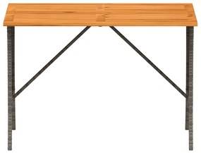 3 pcs conjunto de jantar p/ jardim c/ almofadões vime PE cinza