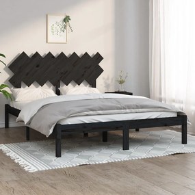 3104877 vidaXL Estrutura de cama king 150x200 cm madeira maciça preto